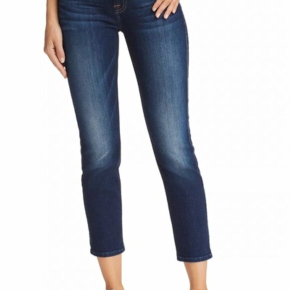 7 For All Mankind Women's Deep Blue Kimmie Crop Skinny Jeans - Picture 1 of 9